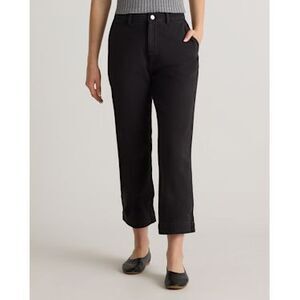 Quince Organic Stretch Cotton Twill Straight Leg Cropped Pants Black 6